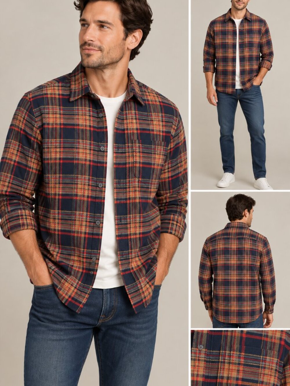 NWT Eddie Bauer Flannel Shirt Men's Large Plaid 100% Cotton $80 Retail